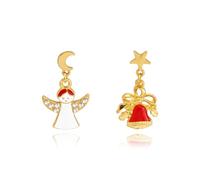 Christmas Earrings Stud for Women Silver Print Cute Earring Christmas Earring Christmas Dangle Earrings Dainty Flower Angel Clock Deer Studs Xmas Jewelry Accessories, Middle, Alloy Steel, No Gemstone