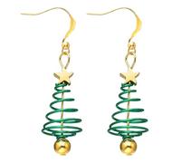 Christmas Earrings Women Xmas Jewellery Presents for Girls, Spiral,Festive Earrings for Women, Green & Gold