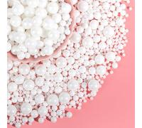 Christmas Edible White Pearl Sprinkles for Cake Decorating,130g Pearl Sugar Mix Size Baking Candy Decorations,Cupcake Toppers Cookie Donuts Ice Cream,Birthday Party Valentines Dessert Supplies