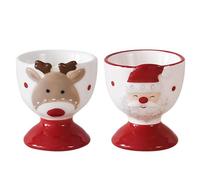 Christmas Egg Cup Gift Set 2/4 Handmade Glaze Ceramics Soft Boiled Tool Supplies Breakfast Egg Table