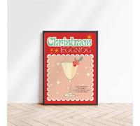 Christmas Eggnog Cocktail Print, Cocktail Recipe Poster, Mixology Framed Wall Art, Christmas Home Decor, Retro Bar Decor For Kitchen Living Room - Gift For Cocktail Lovers (A3 - PRINT (Unframed))