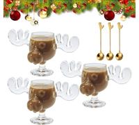 Christmas Eggnog Moose Mug, 200ml Coffee Glass, Safe Packaging, Vacation Movie Acrylic Clear Mug (3PCS)