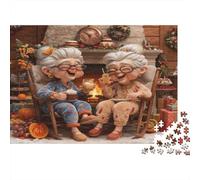 Christmas Elderly Joy1000-Piece Jigsaw Puzzle Elderly Couple by Christmas Fire- Decoration for Adults And Kids 70x50cm/1000pcs