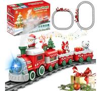Christmas Electric Railway Set, Train Toy, Real Steam Effect, Light, Music, Magnetic Wagons and Individually Combinable Rails