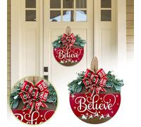 Christmas Elegant All Holiday Seasonal Front Door Wreath Decorative Wall Hanging for Outdoor Porch Farmhouse Year Round Festive (Red, 33x33x1cm)