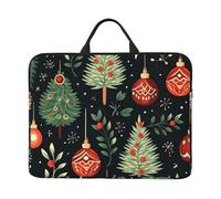 Christmas Elements Laptop Case 14 Inch Xmas Tree Laptop Bag for Women Men, Water-Resistant Business Computer Carrying Bag Shockproof Notebook Sleeve