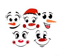 Christmas Elements Mirror Stickers for Home Holiday Decorations Featuring Snowman Expressions with Double Sided View and Easy Wall Application