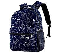 Christmas Elements Printed Large Travel Backpack Multiple Pockets Adjustable Straps Causal School Backpack Unisex Work Daypack