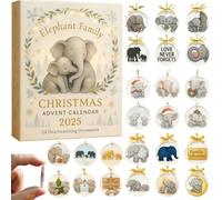 Christmas Elephant Advent Calendar Acrylic 2025 Elephant Family Advent Festive Calendar For 24-day Ornaments