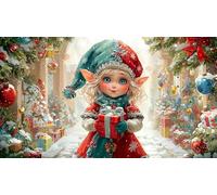 Christmas-Elf 1000 Pieces Jigsaw Puzzles for Adults Educational Games Jigsaw Puzzle Home Decors for The Whole for Women, Gifts for Men 75x50cm/1000pcs