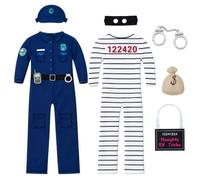 Christmas Elf Accessories Costume Kit Funny Holiday Police&Robber Props | 7-Piece Mischief Set Includes Clothes, Handcuffs & Mask, Reusable Cloth Material, Shelf Scene Decoration, Role Play Storyline