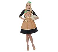 Christmas Elf Apron Adults Red Santa Claus Costume for Women Gingerbread Man Apron with Headwear Christmas Party (A-Khaki, One Size)