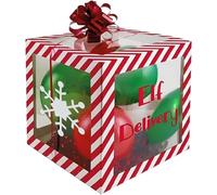 Christmas Elf Arrival Balloon Box with 4 Balloons & 6 Adhesive Christmas Icons Stickers Xmas Decoration Transparent Boxes Ideal for Parties & Baby Shower Sold By Zinnia