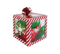 Christmas Elf Arrival Balloon Box with 4 Balloons & 6 Adhesive Icons Xmas Decoration Transparent Boxes Ideal for Parties Baby Shower Sold By VR Angel