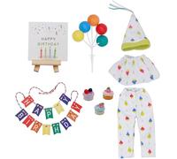 Christmas Elf Birthday Accessories Kit Tradition Holiday Clothes Set Include Outfits Cake for Christmas Decoration （Birthday