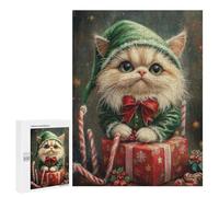 Christmas Elf Cat with Presents Puzzle 1000 Teile Schwer Puzzle Spielzeug Lernspiel Impossible Herausforderungsspielzeug Für Erwachsene Kinder 500 PCS