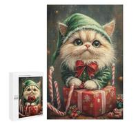 Christmas Elf Cat with Presents Puzzle 1000 Teile Schwer Puzzle Spielzeug Lernspiel Impossible Herausforderungsspielzeug Für Erwachsene Kinder 1000 PCS