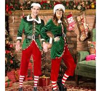 Christmas Elf Cosplay Costume - Christmas Themed Couples Costumes | Adult Couple Ethylene Fabric Christmas Costume | Christmas Outfits for Men and Women | Costume Theater Show