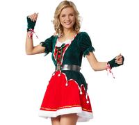 Christmas elf costume | Santa green red woman's ladies fancy dress outfit