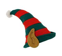 Christmas Elf Hat with Ears Xmas Santa Helper Hat Red and Green Xmas Fancy Dress Pom Party Costume Accessories One Size Adult Polyester