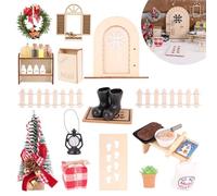 Christmas Elf Holder, 30 Pieces Naughty Elf Accessories Kit, Christmas Elf Door Kit, Small Magic Elf Christmas Door on Elf the Shelf Accessories, Miniature Gnome Holder for Decoration