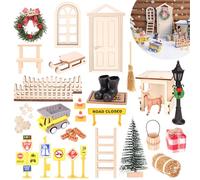 Christmas Elf Holder, 42 Pieces Naughty Elf Accessories Kit, Christmas Elf Door Kit, Small Magic Elf Christmas Door on Elf the Shelf Accessories, Miniature Gnome Holder for Decoration