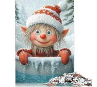 Christmas Elf in Snow Jigsaw Puzzles for Adults 500 Piece High Challenging DIY Large Puzzle Educational Toy Funny Family Games Unique Home Decor 500pcs (52x38cm)