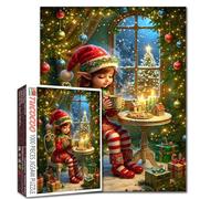 Christmas Elf Jigsaw Puzzle，Xmas Little Fairy 1000 Pieces Jigsaw Puzzles for Adults，27 x 20 Inches Puzzles for Families，HD Quality Winter Xmas Holiday Photo Puzzle Decor，Game Nights