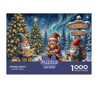 Christmas Elf Jigsaw Puzzles Puzzles for Adults Kids. 1000 Piece Aurora Snow Forest Whimsical Challenge Toy Educational Game Home Decoration for Adults& Kids Age 14 Years Up 52x38cm/1000pcs
