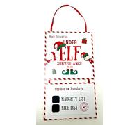 Christmas Elf Kids Surveillance Board, Naughty or Nice List, 35cm x 20cm