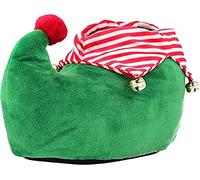 Christmas Elf Matching Slippers Family Mini Me Jingle Bell Novelty Adults Kids Pom Pom Booties Xmas Secret Santa (UK 6, EU 39), Green