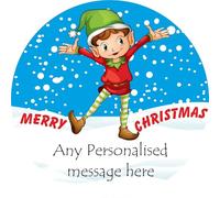 Christmas Elf Personalised Design Roses Chocolate Tub label for chocolates gift idea