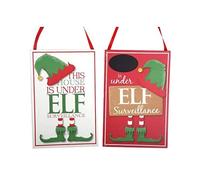 Christmas Elf Surveillance Plaques Two Designs House Or Childs Name Chalk Board