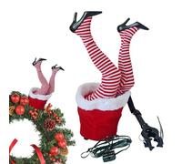 Christmas Elff Legs - High-Heels, Shaking Leg Stuck in Tree, Santa Claus Legs | Christmas Tree Topper for Indoor Outdoor Trees Decorations, Family, Friends Party