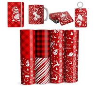 Christmas-Elk-Sublimation Transfer Ink Sheets-12"x4.5"Sublimation Paper for T-Shirts Mugs Bags,8pcs/Set