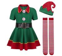 Christmas Elves Costume for Women - Santa's Helper Costume Festive Outfit - Holiday Elves Dress for Kids Adults, Cosplay Clothes for Christmas