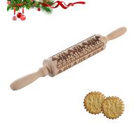 Christmas Embossed Rolling Pins 3D Wooden Engraved Embossing Rolling Pin Christmas Patterned Rolling pin Baking Tools for Kids Dough Pastry Clay Crafts Christmas Cookies Baking Tool Supplies