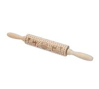 Christmas Embossed Wooden Rolling Pin with Reindeer Pattern for Baking Cookies Kitchen Tool