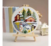 Christmas Embroidery Kit, Stamped Cross Stitch Kit Needlepoint Kit, Christmas Embroidery Starter Kit for Beginners Adults, DIY Adult Cross Stitch Kits with Needles &Thread Included (Christmas-C)
