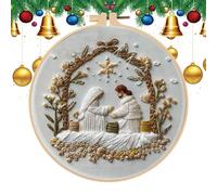 Christmas Embroidery Kits for Beginners - Easy Nativity Embroidery Kits Patterns for Beginners,with Hoop Easy Needle Making Crafting Sewing for Teens Adults Women Girls at Home