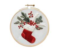 Christmas Embroidery Set - Holiday Set | Creative Seasonal Embroidery Pattern Design, Decorative Holiday Handmade Textile Ornament Collection Art with Christmas Gift Set