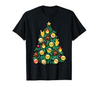 Christmas Emoji Ornaments Tree Faces Fire Peace Sign Poop T-Shirt