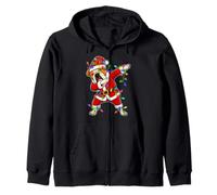 Christmas English Bulldog Dabbing Santa Xmas for Men Women Zip Hoodie