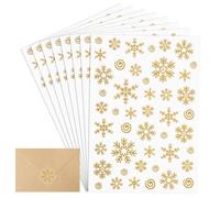 Christmas Envelope Seal Stickers, 368Pcs Glitter Snowflake Sticker Label Christmas Stickers, Xmas Snowflake Dot Envelope Sticker Seal for Christmas Card Envelope Gift Box Decoration (Gold, 8 Sheets)