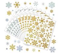 Christmas Envelope Seal Stickers, 430Pcs Glitter Snowflake Sticker Label Christmas Stickers, Xmas Snowflake Dot Envelope Sticker Seal for Christmas Home Party DIY Crafts Supplies,10 Sheets