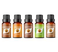 Christmas Essential Oil Set for Diffuser | Cinnamon, Orange, Frankincense, Cedarwood, Bergamot 5 x 10ml | for Home Aromatherapy, Gift for Him/Her, Candle Making, Soaps, Wax Melts