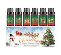 Christmas Essential Oils Set,Natural Diffuser Oils,6x10ml Holiday Fragrance Oil Gift for Diffuser, Candle, Candy Cane, Xmas Trees, Christmas Puddings (1PCS)