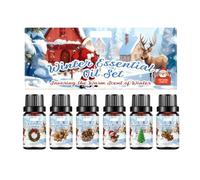 Christmas Essential Oils Set,Natural Diffuser Oils,6x10ml Holiday Fragrance Oil Gift for Diffuser, Candle, Soap Making, Candy Cane, Xmas Tree, Christmas Pudding (1PC)