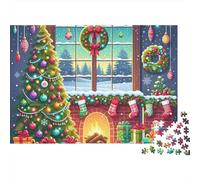 Christmas Eve 1000 Piece Cardboard Puzzle for Adults 14+ Senior Citizens Senior Centre Activity Stress Relief Social Icebreaker Birthday Gift 38x26cm/1000pcs