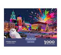 Christmas Eve at Polish Kraków Wawel Wooden Jigsaw Puzzle Waterproof 1000 Piece Puzzles for Adults Gifts Colourful Home Decoration